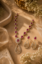 Crimson Royale Ruby & Diamond Statement Jewellery Set - Image 4