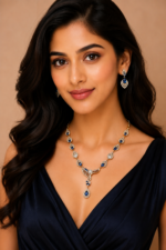 Royal Sapphire Teardrop Necklace & Earring Set - Image 6