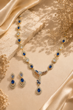 Royal Sapphire Teardrop Necklace & Earring Set - Image 3
