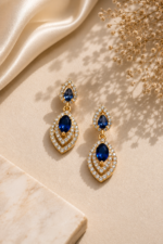 Royal Sapphire Teardrop Necklace & Earring Set - Image 4