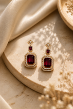 Ruby Red Emerald-Cut Necklace & Earring Set - Image 5
