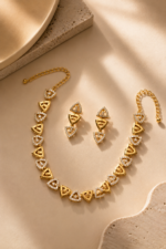 Golden Triangular Link Necklace & Earring Set - Image 4