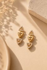 Golden Triangular Link Necklace & Earring Set - Image 6