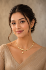 Golden Floral Drop Pendant Necklace & Earrings Set - Image 6