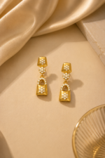 Golden Floral Drop Pendant Necklace & Earrings Set - Image 5