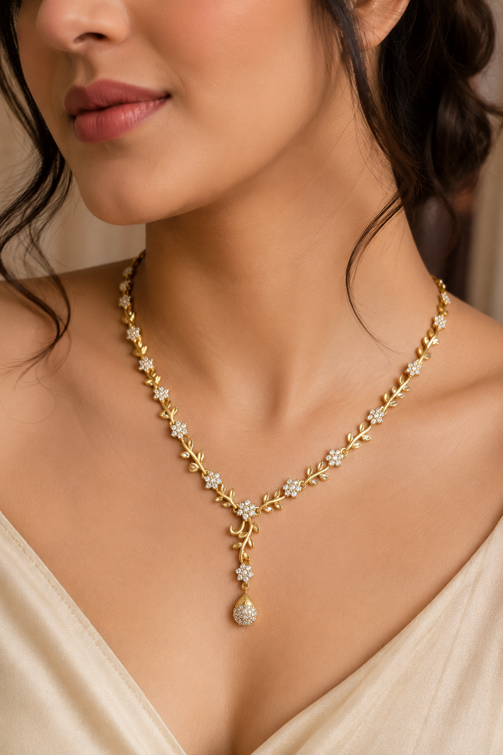 ChatGPT Image Aug 26, 2026, 04_41_26 PM Golden Vine Floral Drop Necklace - Image 1
