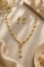 Golden Vine Floral Drop Necklace - Image 4