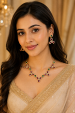 Emerald & Ruby Heritage Gold-Plated Necklace & Earring Set - Image 7