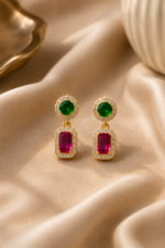 Emerald & Ruby Heritage Gold-Plated Necklace & Earring Set - Image 6