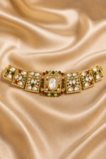 Royal Kundan Multicolor Emerald & Ruby Choker Necklace - Image 3