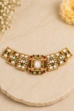 Royal Kundan Multicolor Emerald & Ruby Choker Necklace - Image 2