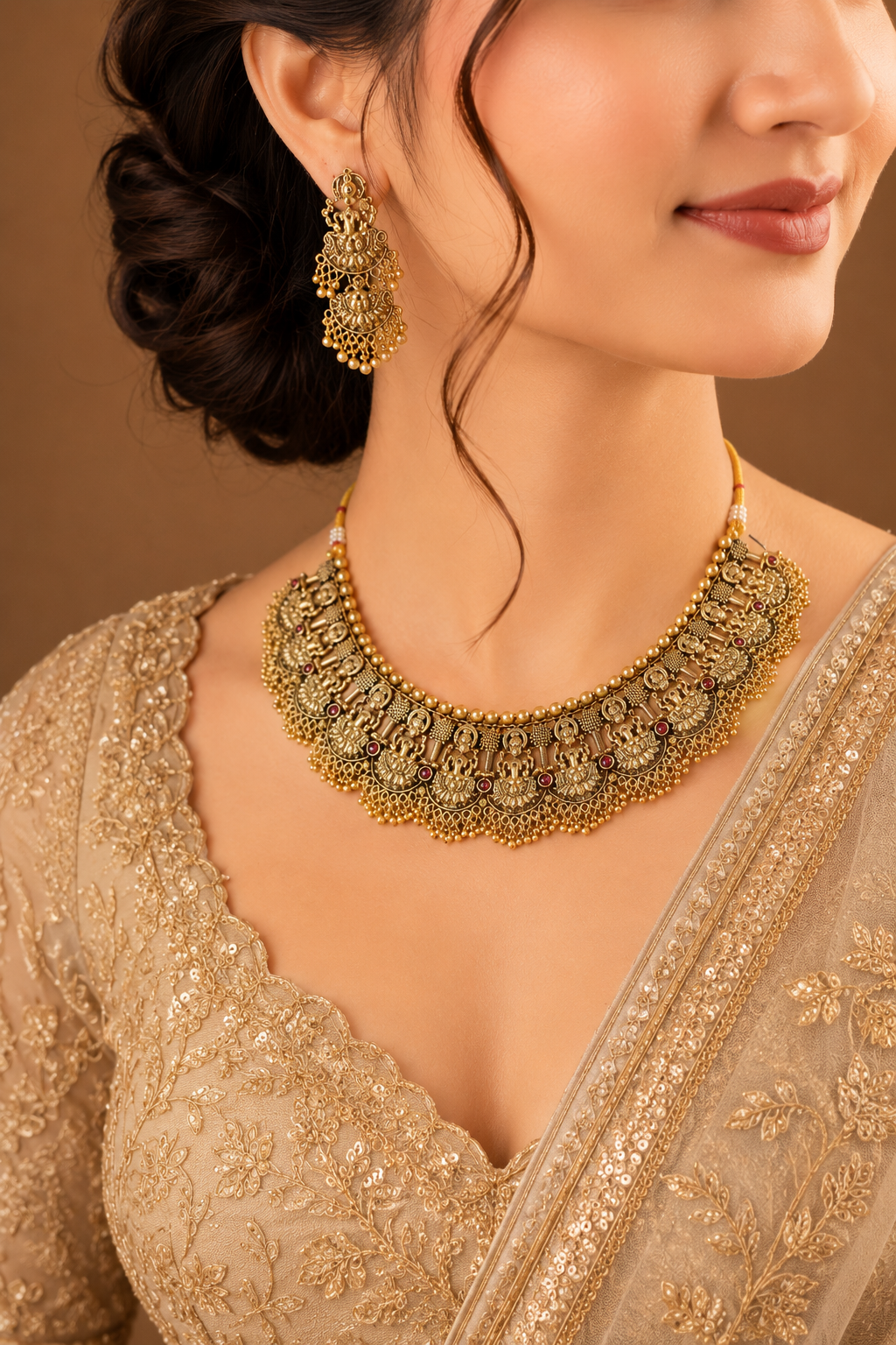 ChatGPT Image Aug 3, 2026, 10_44_24 PM Vanya Devika Temple Choker Set - Image 1