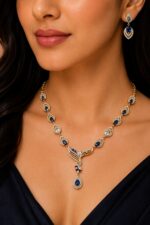 Royal Sapphire Teardrop Necklace & Earring Set