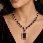Ruby Red Emerald-Cut Necklace & Earring Set