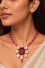 Nyveera Crimson Bloom Statement Necklace