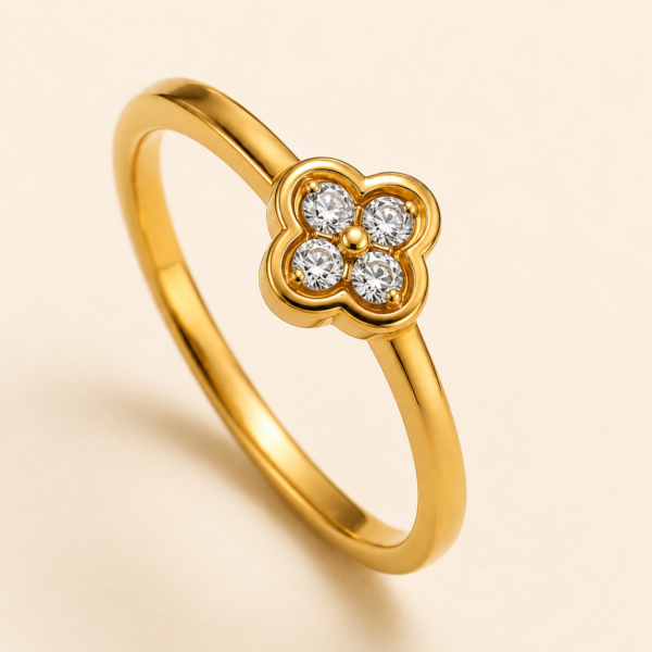 Nyveera Elan four petal clover CZ Ring