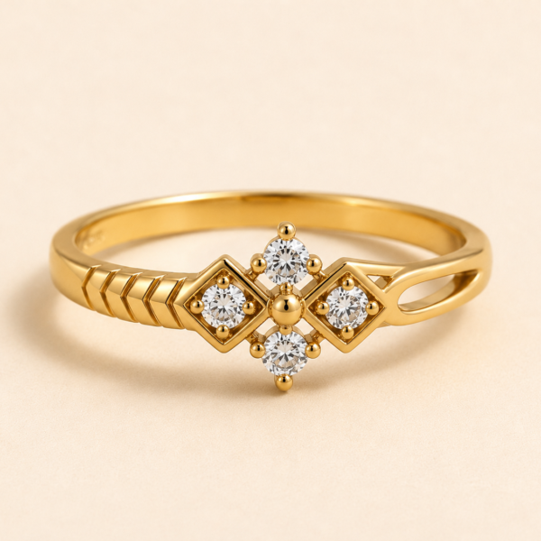 Nyveera Elan rectangle four stud  Crystal CZ Ring
