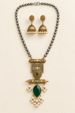 Nyveera Rajsi German Silver Heritage Statement Necklace Set - Image 18