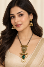 Nyveera Rajsi German Silver Heritage Statement Necklace Set - Image 15