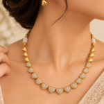 Nyveera Gold-Tone Heart CZ Necklace Set with Matching Earrings