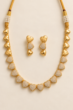 Nyveera Gold-Tone Heart CZ Necklace Set with Matching Earrings - Image 2