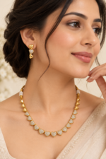 Nyveera Gold-Tone Heart CZ Necklace Set with Matching Earrings - Image 3