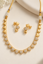 Nyveera Gold-Tone Heart CZ Necklace Set with Matching Earrings - Image 4
