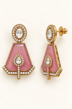 Nyveera Petal Eclat Blush Pink Beaded Kundan Statement Necklace Set - Image 6