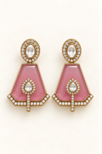 Nyveera Petal Eclat Blush Pink Beaded Kundan Statement Necklace Set - Image 5