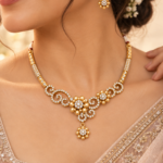 Nyveera Petal Eclat Gold-Tone Floral CZ Statement Necklace Set