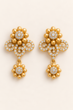 Nyveera Petal Eclat Gold-Tone Floral CZ Statement Necklace Set - Image 5