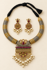 Nyveera Rajsi Multicolor Hasli German Silver Necklace Set - Image 3