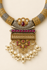 Nyveera Rajsi Multicolor Hasli German Silver Necklace Set - Image 4