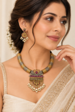 Nyveera Rajsi Multicolor Hasli German Silver Necklace Set - Image 5