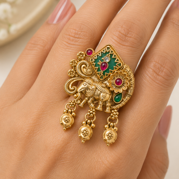 Nyveera Rajsi Elephant Heritage Adjustable Statement Ring