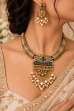 Nyveera Rajsi Multicolor Hasli German Silver Necklace Set