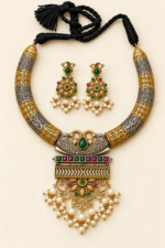 Nyveera Rajsi Multicolor Hasli German Silver Necklace Set - Image 10