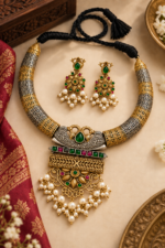 Nyveera Rajsi Multicolor Hasli German Silver Necklace Set - Image 12