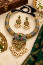 Nyveera Rajsi Multicolor Hasli German Silver Necklace Set - Image 14