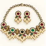 Nyveera Rajsi Multicolor German Silver Pearl Statement Necklace Set - Image 2