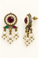 Nyveera Rajsi Multicolor German Silver Pearl Statement Necklace Set - Image 6