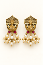 Nyveera Rajsi Peacock Motif German Silver Necklace Set with Pearl Drops - Image 6