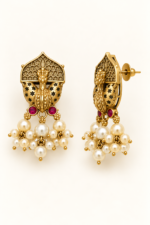 Nyveera Rajsi Peacock Motif German Silver Necklace Set with Pearl Drops - Image 7
