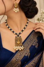 Nyveera Rajsi Peacock Motif German Silver Necklace Set with Pearl Drops - Image 8