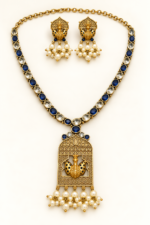 Nyveera Rajsi Peacock Motif German Silver Necklace Set with Pearl Drops - Image 9