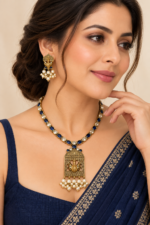 Nyveera Rajsi Peacock Motif German Silver Necklace Set with Pearl Drops - Image 11