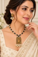 Nyveera Rajsi Peacock Motif German Silver Necklace Set with Pearl Drops - Image 12