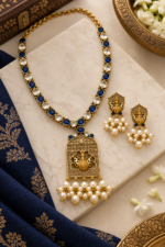 Nyveera Rajsi Peacock Motif German Silver Necklace Set with Pearl Drops - Image 13