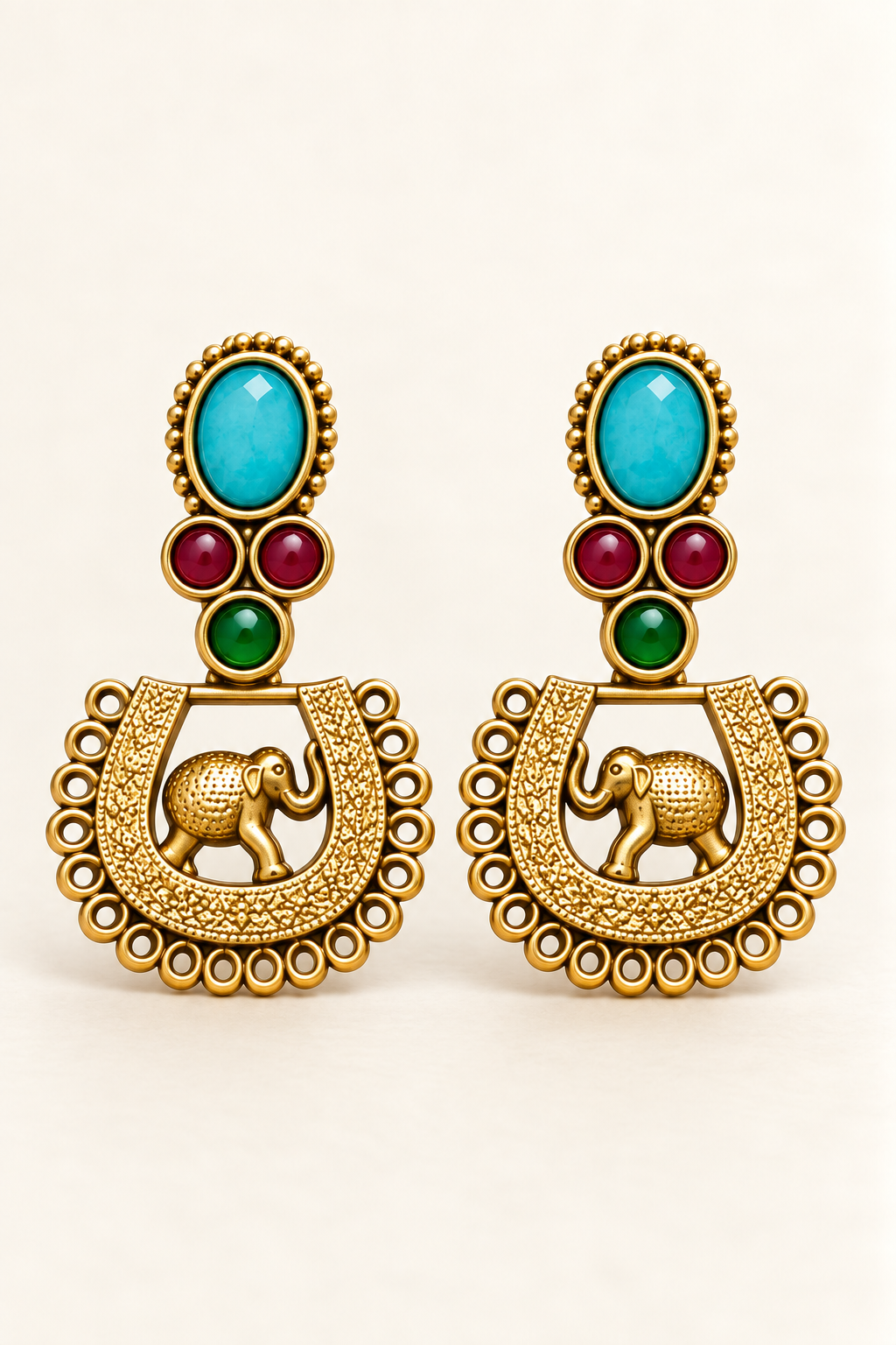Nyveera Rajsi Kundan-Inspired Elephant Motif Heritage Necklace Set - Image 3
