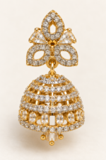 Nyveera Vanya Gold & Silver Tone CZ Jhumka Earrings - Image 9